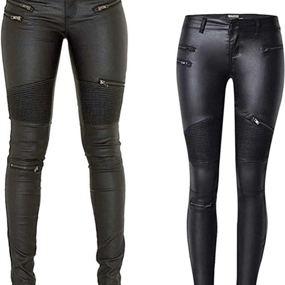LexiArt Black Biker Style Skinny Jeans